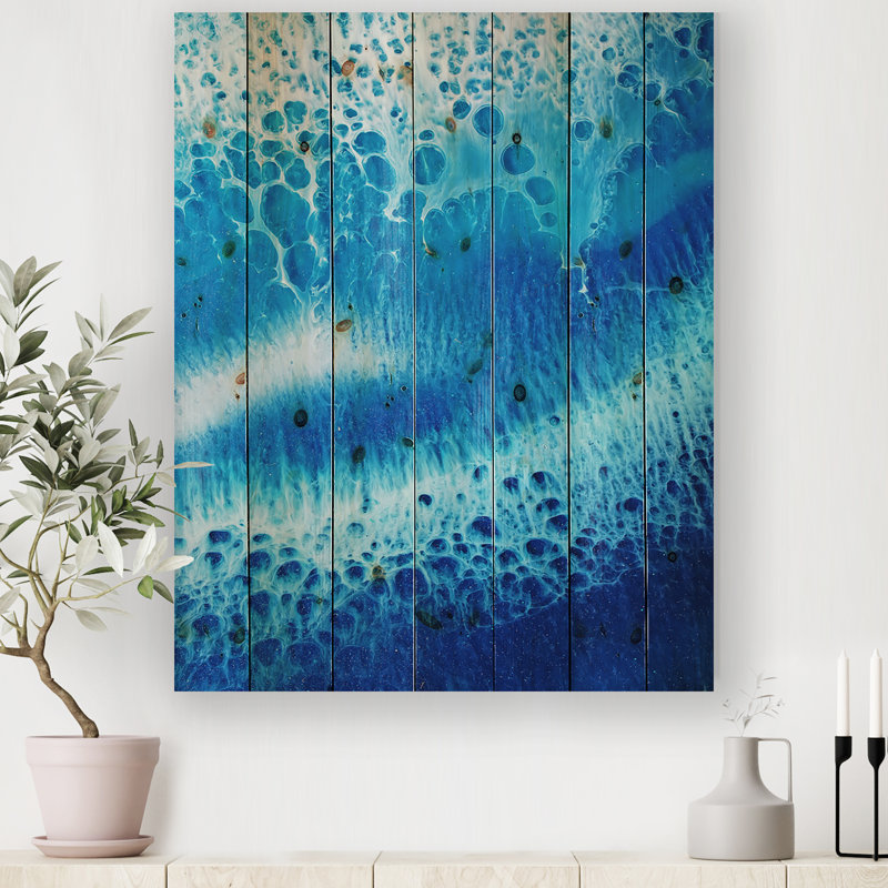 «Waves Epoxy Resin Art I», reproduction d'art sur bois sans cadre, H 46 po x l 36 po x P 1,5 po