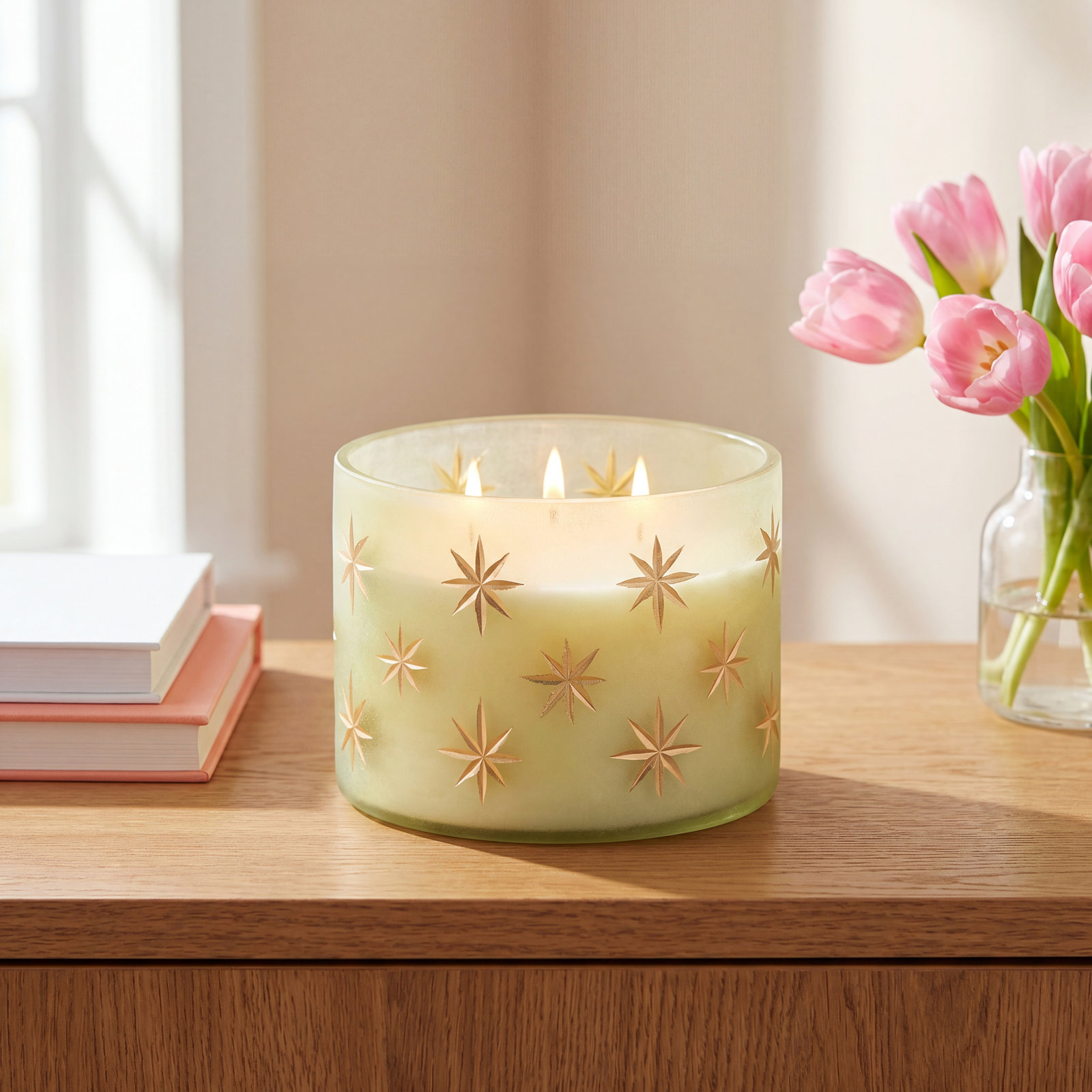 ILLUME Winter Frosted Glass Candle, Green