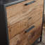 Classeur latéral brun, conception moderne pour le bureau, deux tiroirs spacieux, structure en métal thermolaqué, finition noire avec teinte de bois, organisation de bureau facile à assembler, matériau principal d'ingénierie, compact