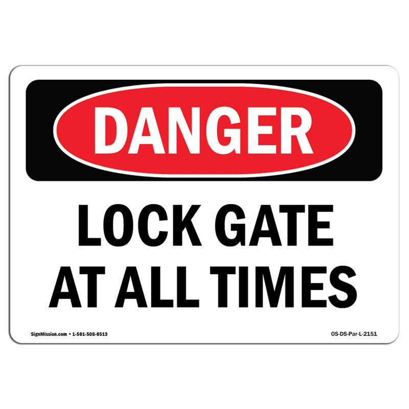 Danger Sign, 12" H x 18" W x 0.1" D