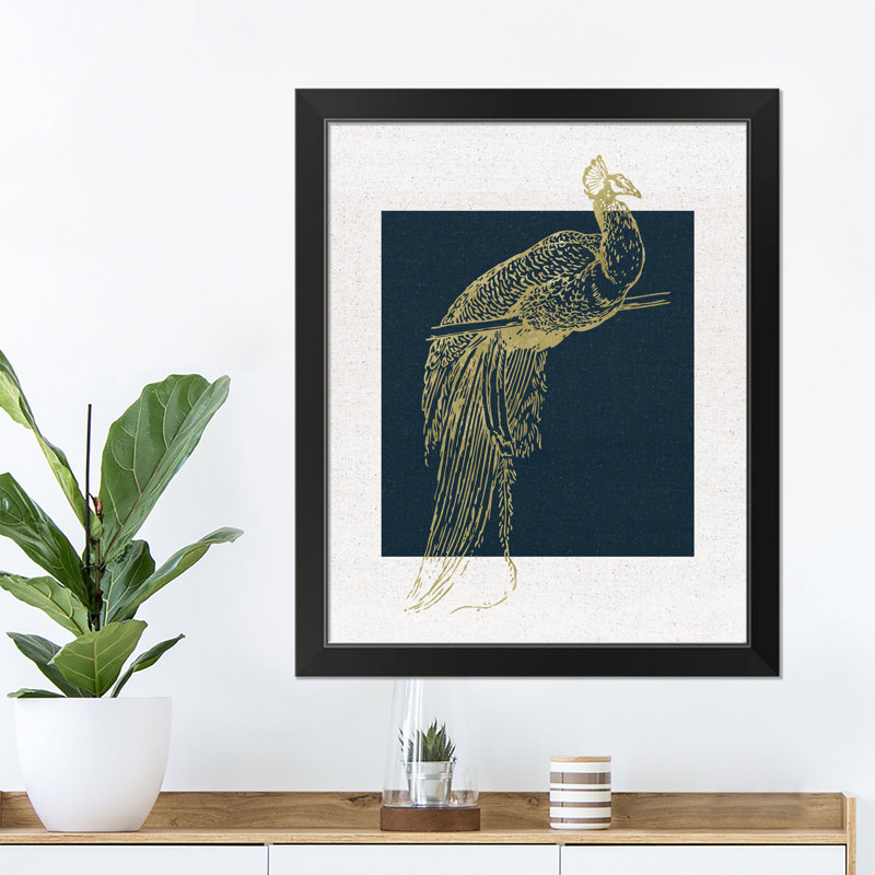 " Gold Line Art Peacock 2 "