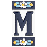 Sevillano 2.13" x 4.38" Ceramic Floral Address Letter Wall Tile in White/Blue