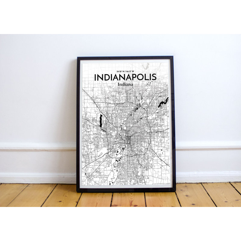 Indianapolis City Map - No Frame Print, 70cm H x 50cm W x 0.13cm D