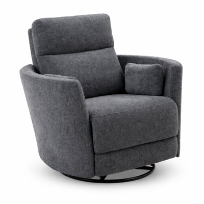 Chenille Swivel Rocking Chair With Two Pillows