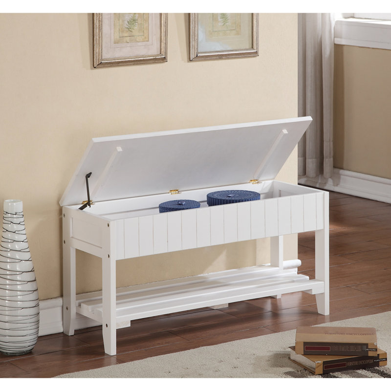White Finish Solid Wood Shoe Bench With Ample Storage - Efficient And Space, White