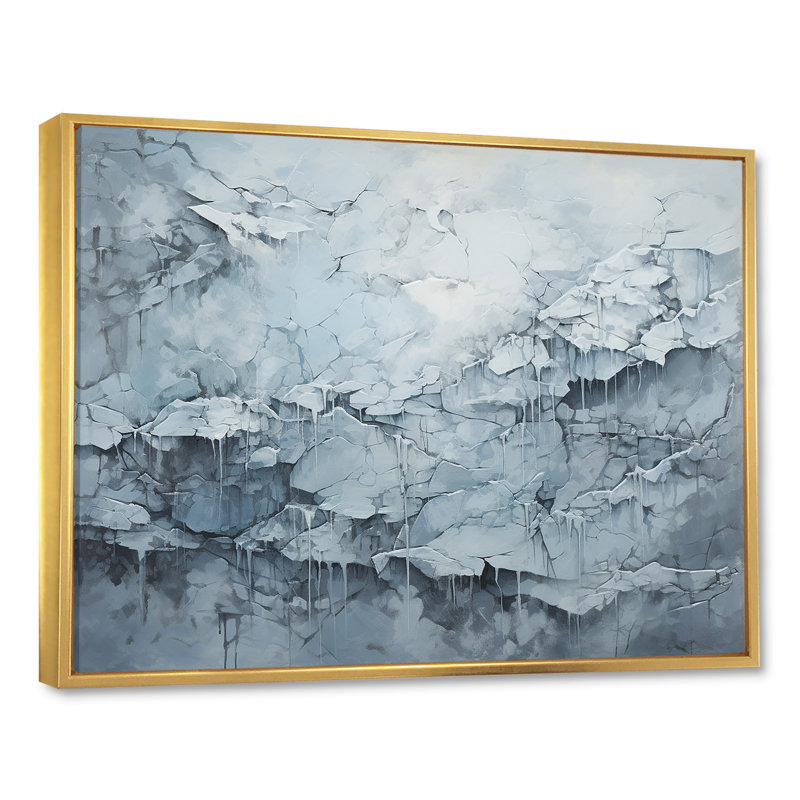 Carte du monde glaciaire sur toile, H 34 po x l 44 po x P 1,5 po, Cadre flottant doré