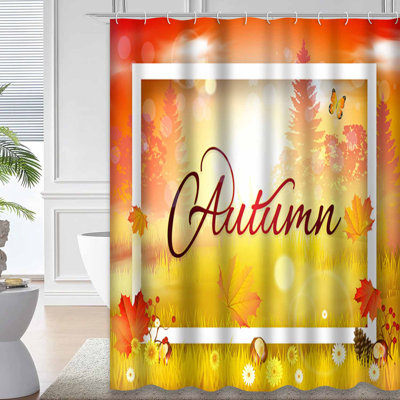 Autumn Forest Nature Sunset Woods Banner Shower Curtain with 12 Hooks