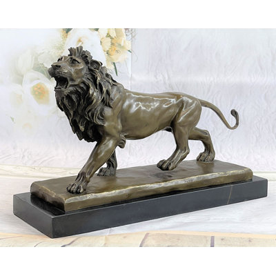 Fegan African Lion Bronze Sculpture Statue By Milo Figurine Marble Base Figure Decor