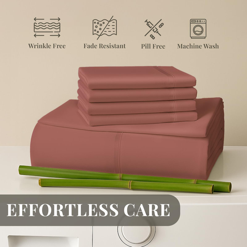 Premium Rayon From Bamboo Blend Sheet Set With Deep Pockets, Cooling and Breathable, Twin Sheet Set with 2 Pillowcases