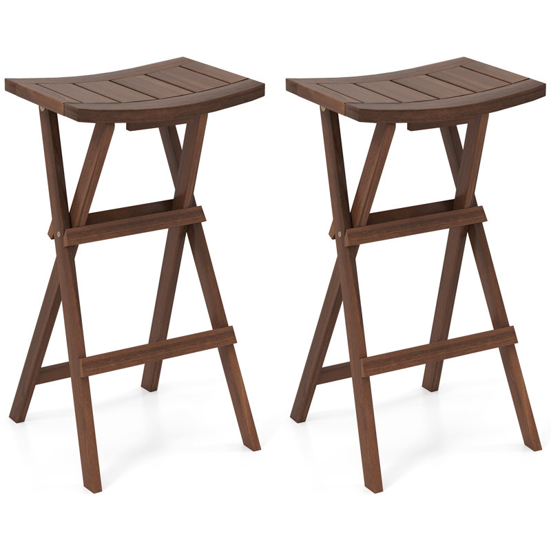  Ensemble de 2 tabourets de bar pliables à hauteur de bar de 30 po avec siège de selle et repose-pieds