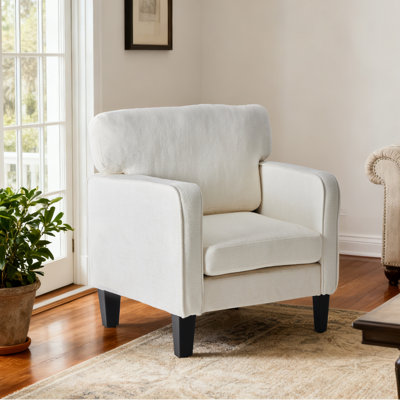 Fauteuil d'appoint rembourré en tissu avec pieds en bois massif