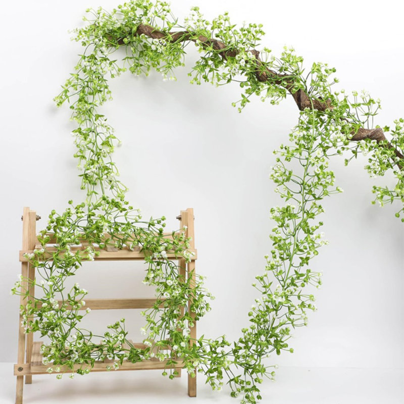 Guirlande de fleurs artificielles 5,7 pi en plastique blanc