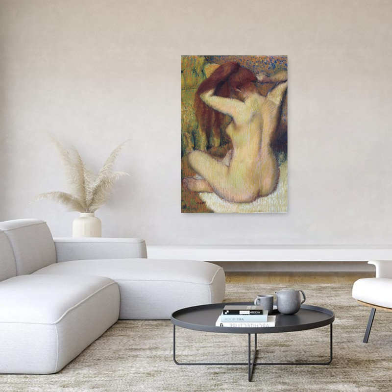 Woman Combing Her Hair, C.1888-90 Impressionist Abstract Contemporary Wall Art Print by Edgar Degas - Wrapped Canvas Print