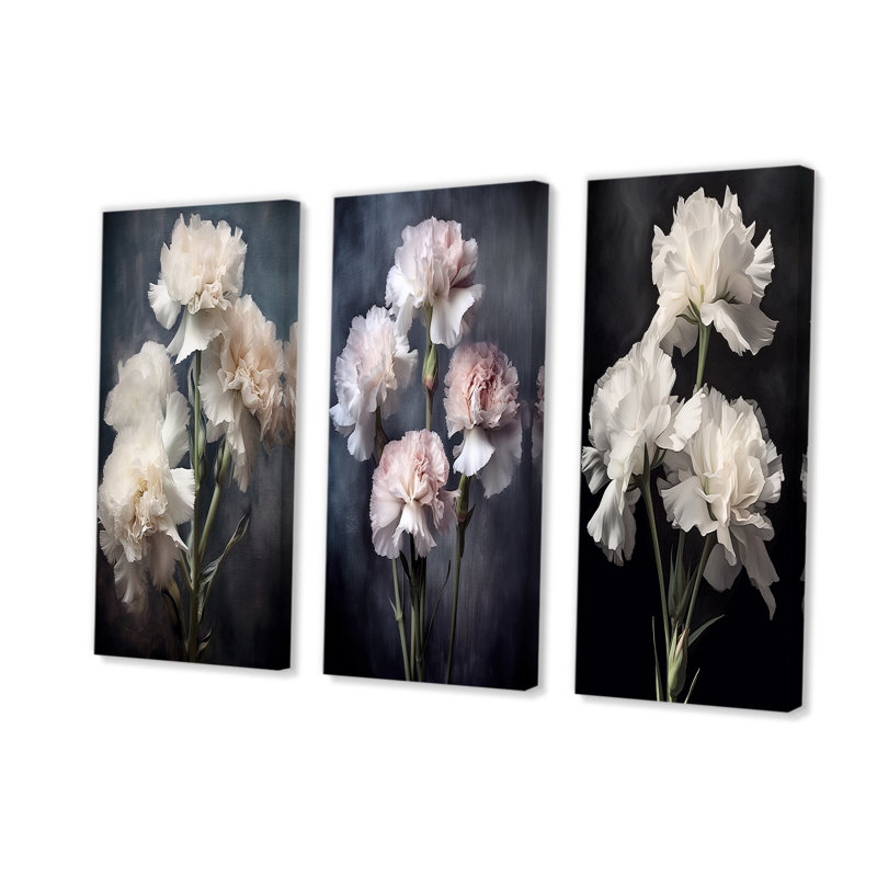 Noir, blanc, œillet, nuances foncées, Toile tendue, H 32 po x l 48 po