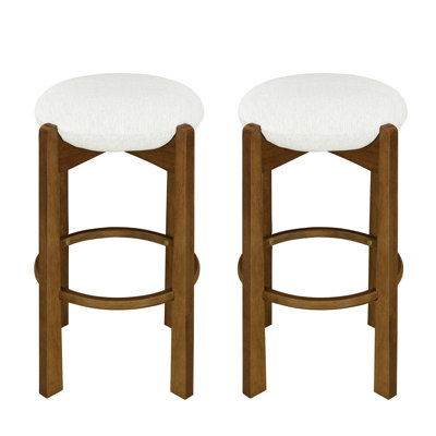 Indoor Wooden Upholstered Barstool Set of 2 with soft Upholstery
