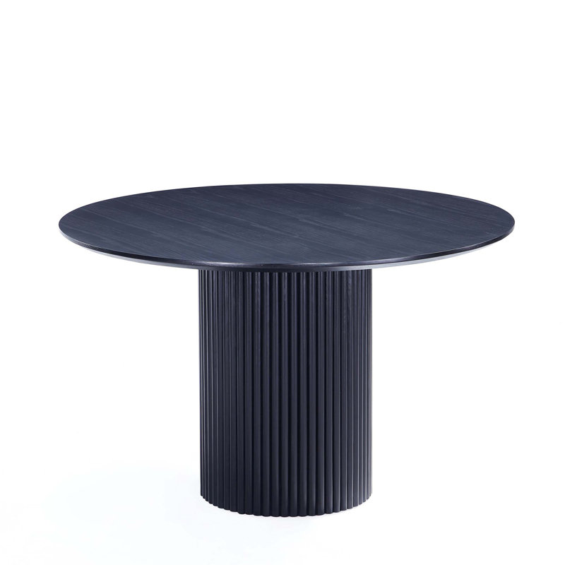 Table de salle à manger ronde noire, H 29,52 po x L 59,05 po x l 59,05 po, Noir