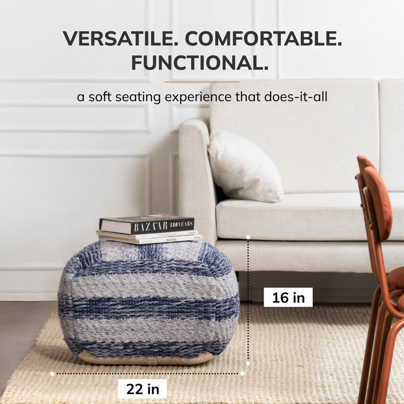 Guinda Upholstered Pouf, Navy