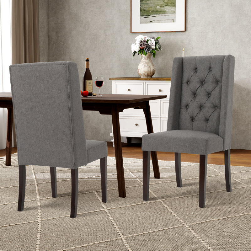 Chaise rembourrée à oreilles 21,23 po, Gris foncé