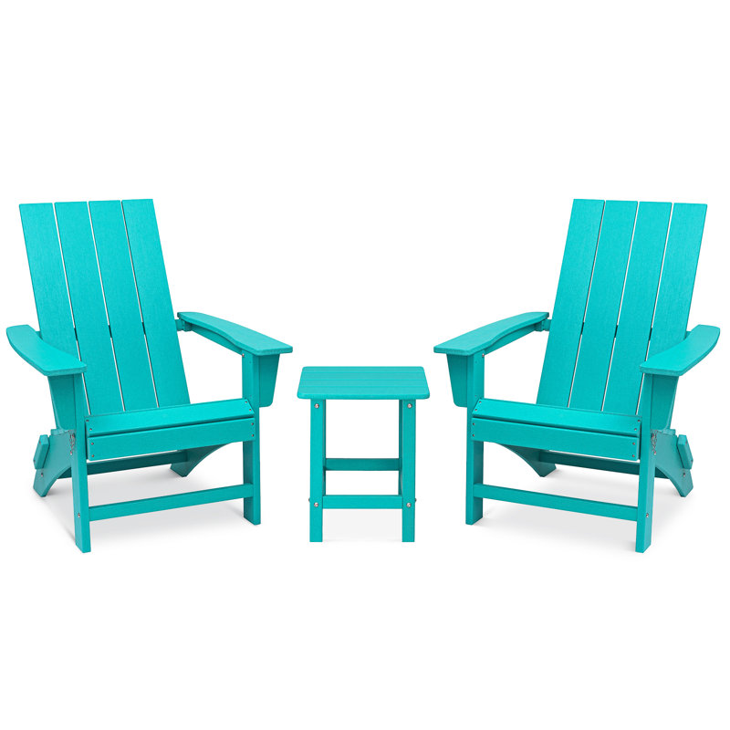 Chaises Adirondacks pliantes en PEHD Catelynn avec table (2 chaises et 1 table), Sarcelle