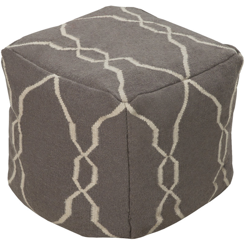 Upholstered Pouf, Papyrus / Elephant Gray