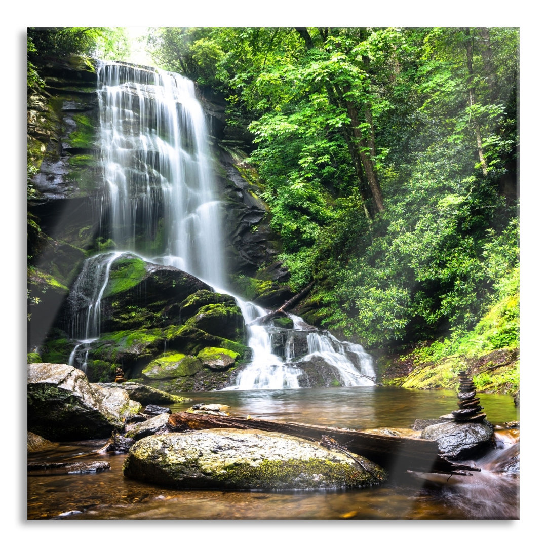 Glasbild Bergbach Wasser Steine