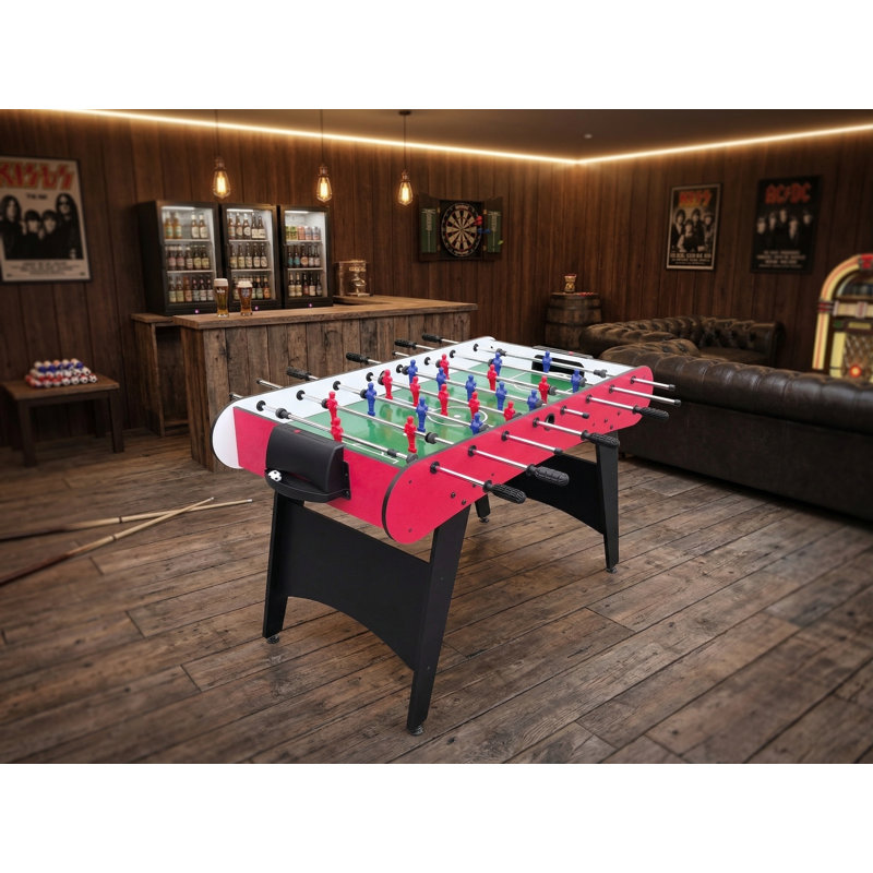 Table de soccer autoportante 48 po, table de jeu d'arcade rouge et noire avec pieds incurvés et tiges en acier