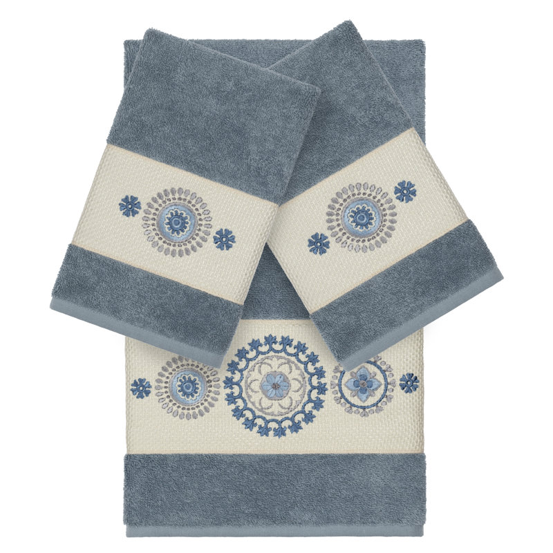 Isabelle Turkish Cotton Towel Set, Teal, 3 Piece Towel Set