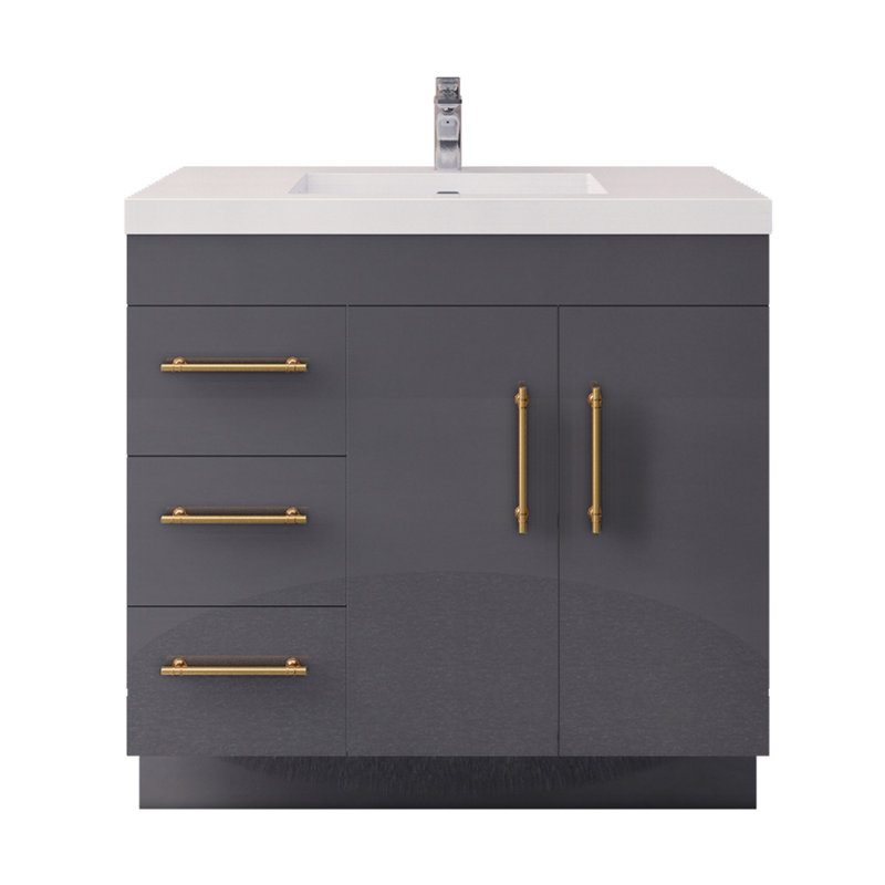 Maplesville Single Bathroom Vanity with Acrylic Top, Gray