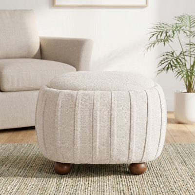 26.5" W Chenille Round Storage Ottoman