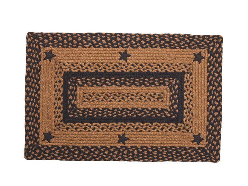 Star Black and Tan Braided Jute Rectangular Area Rug