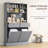68" Gray Kitchen Pantry Storage With Charging Element. Freestanding Cabinet Glass Doors & Adjustable Shelf. Versatile In Function. 2 Tilt Out Trash Cabinets. Built-In Ac Outlets And Ports. Spacious