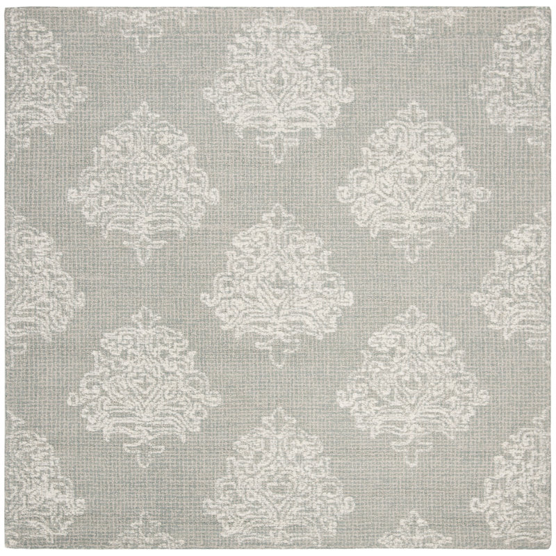 Galien Hand Tufted Wool Damask Rug, Square 6'