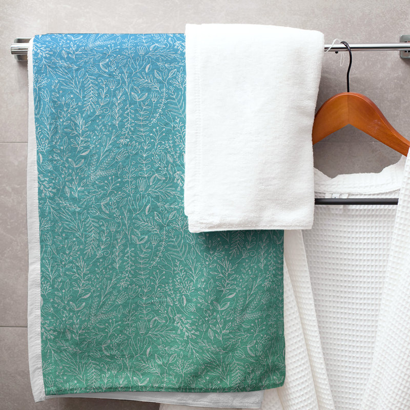 Serviette de bain florale ditsy classique, Bleu/vert