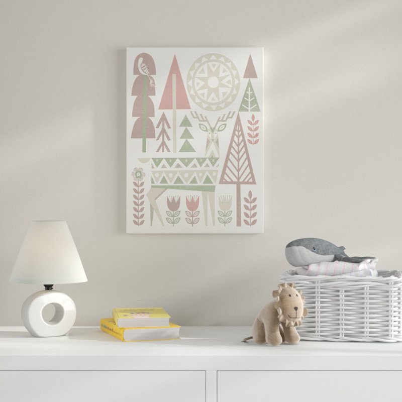 Art sur toile «Folk Lodge Deer I Hygge» par Katorina, H 19 po x l 14 po x P 2 po