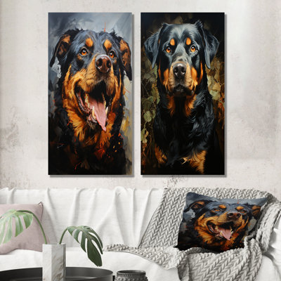 Rottweiler Resilience - Dog Metal Wall Art Prints Set Of 2