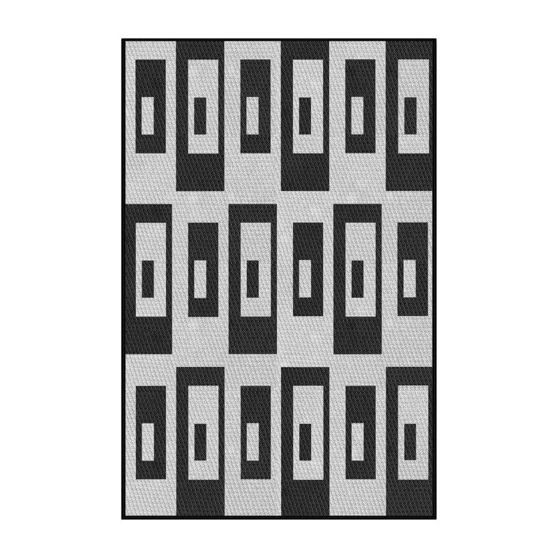 Tapis noir/blanc à motifs, Rectangle 2 pi x 3 pi