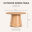 Table de salle à manger d'extérieur ronde en métal aspect bois de 41,73 pouces