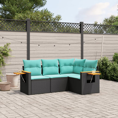 Ensemble de canapé de jardin noir pour l'extérieur