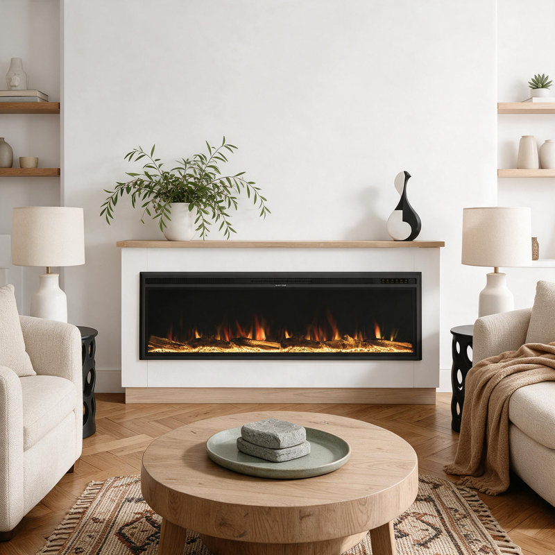 60" Electric Fireplace With Mantel, 12 Flame Effects Tv Stand, 37" H x 70" W x 6" D