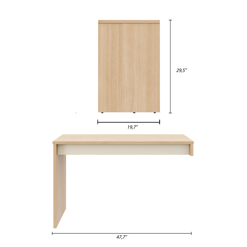Panneau de bureau réversible pour bureau personnel, Natural Blonde Oak & Ivory