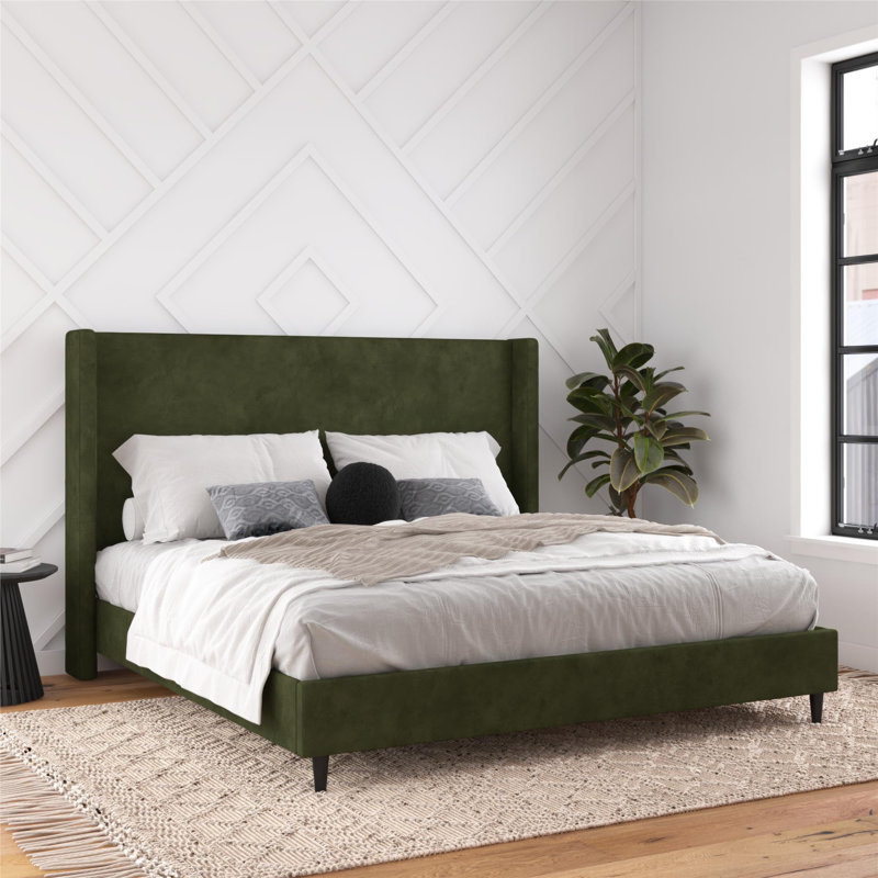 Birzer King Upholstered Wingback Bed | Stylish & Comfy