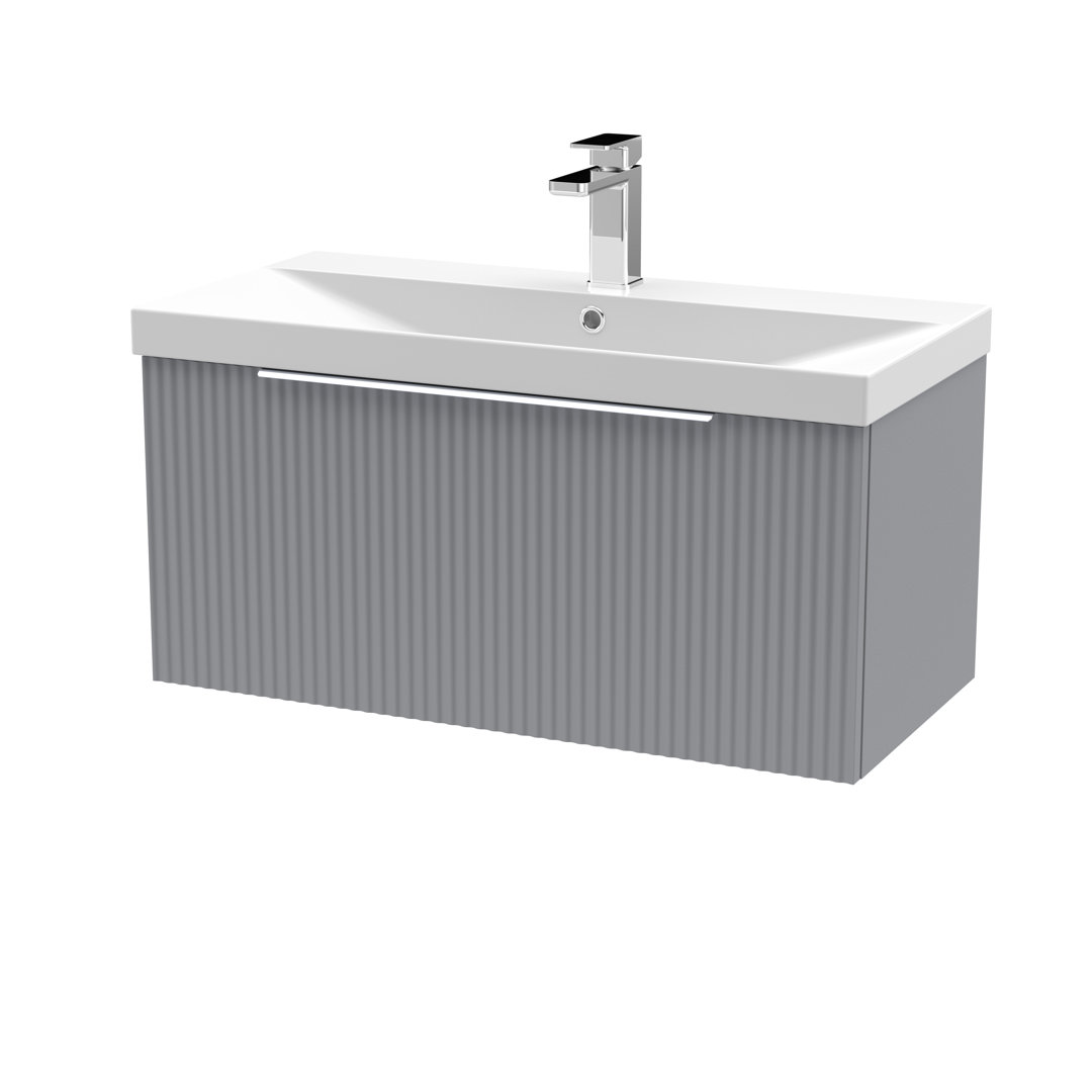 Fluted 800mm Wall Hung Single Vanity Unit