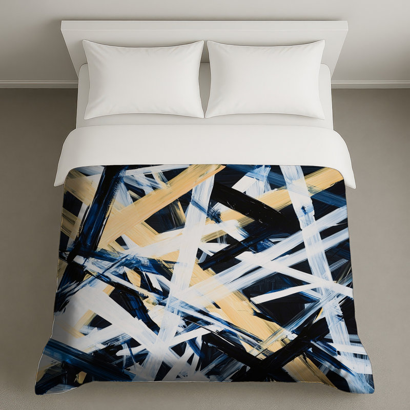 Housse de couette abstraite Modern Bedding Art, Housse de couette pour très grand lit, Abstrait bleu