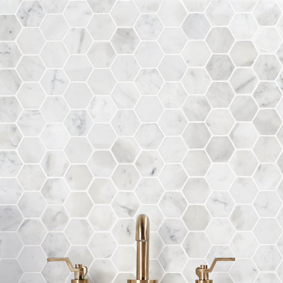 Thassos 2" x 2" Marble Honeycomb Mosaic Wall & Floor Tile