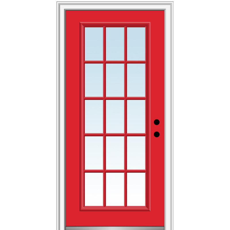 81.75'' Fiberglass Front Entry Doors, Left Hand/Inswing, 81.75" H x 37.5" W x 4.56" D, Black