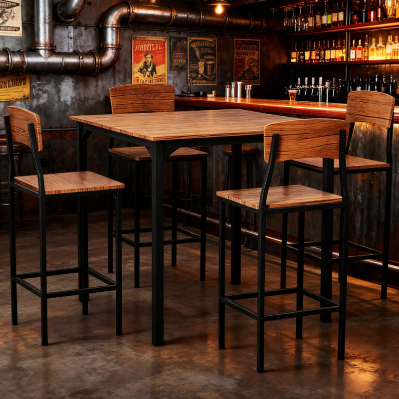 Ensemble de table de bar 5 pièces à hauteur de comptoir, une table avec quatre chaises