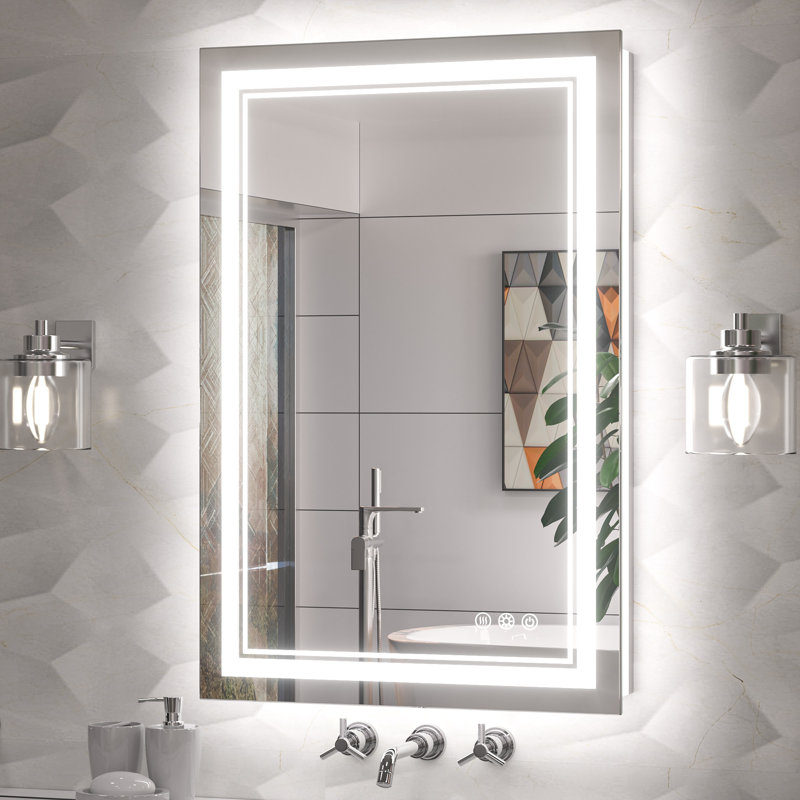 Chrisna Front and Backlit LED Bathroom Vanity Mirror, 24" x 36", Rectangle