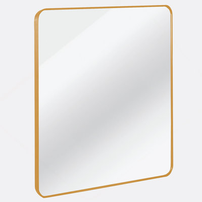 36In X 36In Inch Gold Metal Framed Square Bathrrom Mirror For Wall.