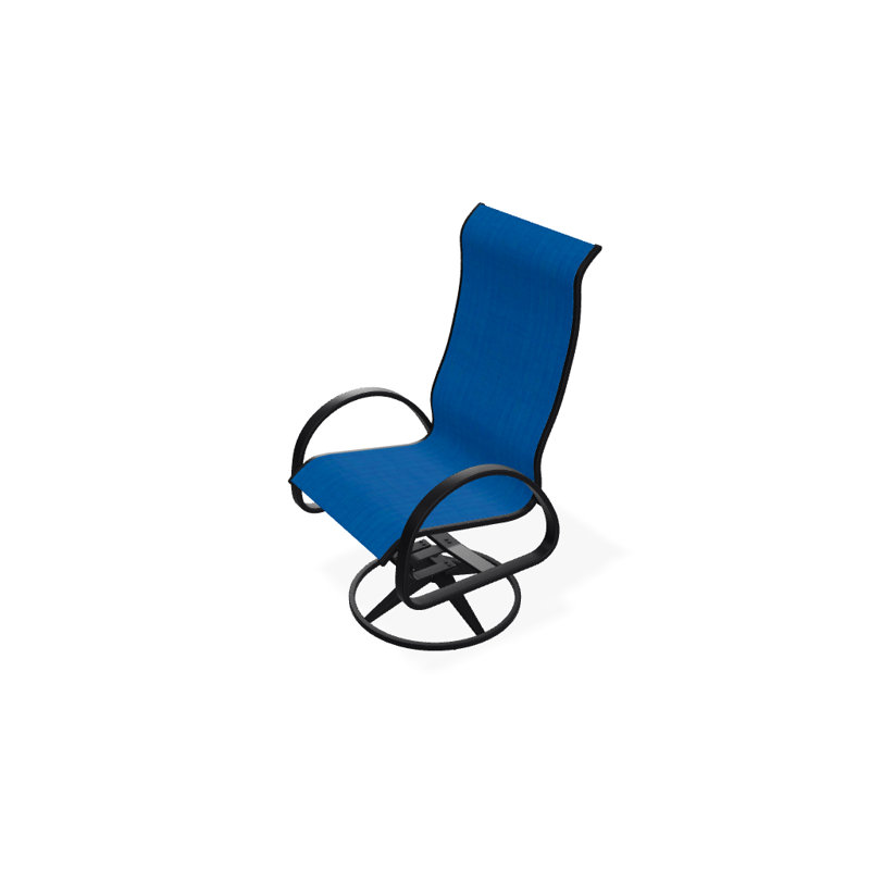 Fauteuil de patio pivotant Hiraku, Noir texturé, Bleu pacifique 28D