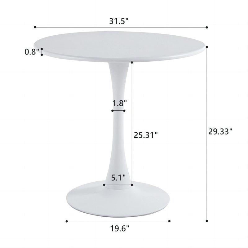 Menk Round Metal Dining Table, White